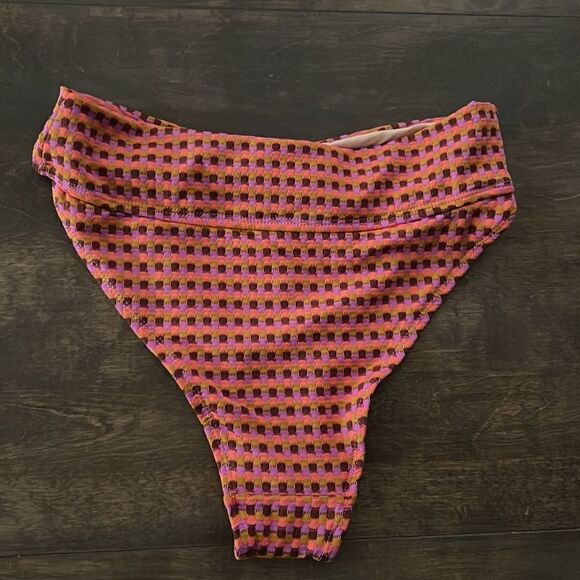 NWT Cotton on body high waisted cheeky bikini bottom retro texture violet cross - Picture 2 of 7